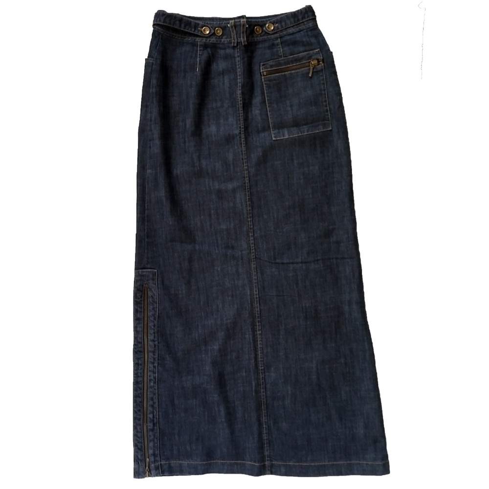 VTG 90s Votre Nom Jeans Maxi Denim Skirt - Picture 3 of 8